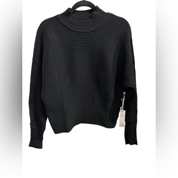 iris Sweaters - NWT IRIS Ribbed Mock Neck Sweater Black Size L | Modern Minimal